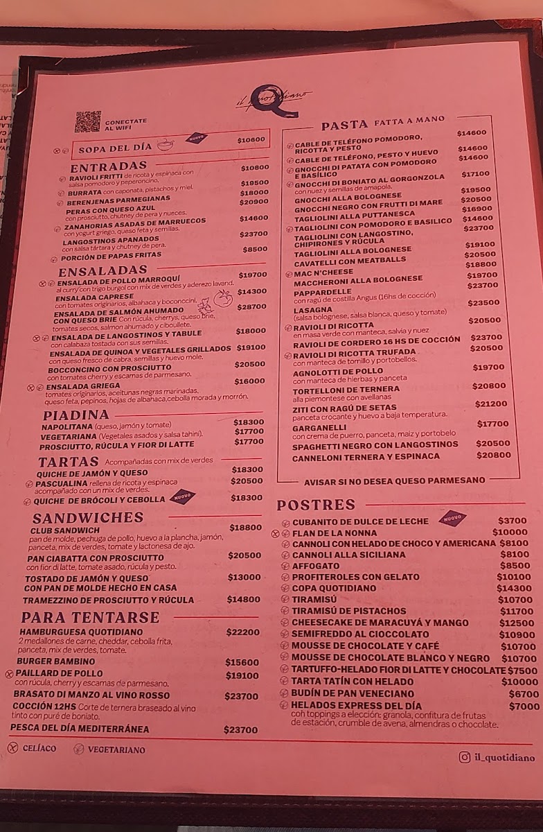 Quotidiano Bar de Pastas Recoleta Urban Mall Menu - Image 1